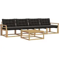 vidaXL Buiten bank set 5 pcs Wit en zwart 79 x 79 x 37 cm