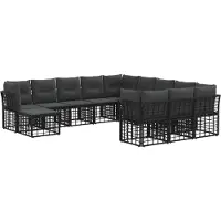 vidaXL Buiten bank set 12 st Zwart en Donker Grijs Polyester