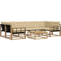 vidaXL Buiten bank set 7 st Wit en Beige