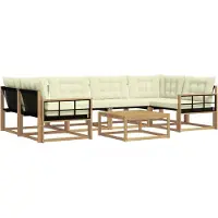 vidaXL Buiten bank set 7 st Wit en crèmekleurig