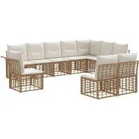 vidaXL Buiten bank set 10 st Natuurlijk en Crème Wit Polyester