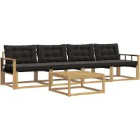 vidaXL Buiten bank set 5 st Wit en zwart