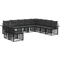 vidaXL Buiten bank set 10 st Zwart en Donker Grijs Polyester