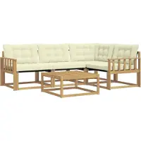 vidaXL Buiten bank set 5 st Wit en crèmekleurig