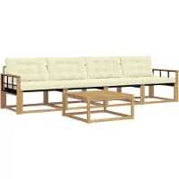 vidaXL Buiten bank set 5 st Wit en crèmekleurig