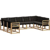 vidaXL Buiten bank set 9 st Wit en zwart