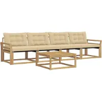 vidaXL Buiten bank set 5 st Wit en Beige