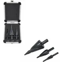 AWTOOLS Boorbitje, AW WIERTŁO STOPNIOWE SPIRALNE KPL. 3szt./ 4-12 4-20 4-39mm/ AICrN/ CZARNE/ ETUI PLASTIK. (4 - 39 mm)