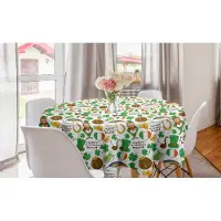 Abakuhaus Viering Ronde Tafelkleed, Iers feest, Cirkel Tafelkleed Deksel voor eetkamerkeukendecoratie, 150 cm, Meerkleurig