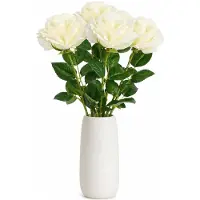 Mica Decorations Kunstbloem Roos Angel - 4x - H68 cm - ivoor wit - kunststof - stelen kunstbloemen - boeket - rozen bloemetjes