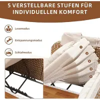 Laura Zonne-eiland 2-persoons met opvouwbaar zonnedak 192x160x137 cm – Luxe polyrotan ligbed met kussens, verstelbare rugleuning & bekerhouders voor tuin, balkon en terras (Beige) –