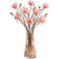Mica Decorations Kunstbloemen Magnolia takken - 4x - 88 cm - zalmroze - Kunst zijde - Boeket - stelen - siertakken