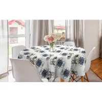 Abakuhaus bloemen ronde tafelkleed, krabbelbloemen en takken, cirkelvormige tafelkleedbedekking voor eetkamer keukendecoratie, 150 cm, witgroen