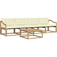 vidaXL Buiten bank set 5 st Wit en crèmekleurig