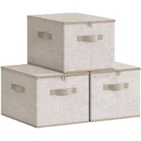 Unyqoos Stijlvolle Opvouwbare Stoffen Opbergdozen Set van 3 met Ritsdeksel en Handige Handgrepen