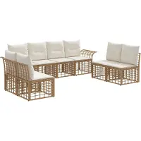 vidaXL Buiten bank set 8 st Natuurlijk en Crème Wit Polyester