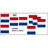 Partyxplosion 60x Servetten rood/wit/blauw 33cm x 33cm - 3 laags - Holland - Luxe Servet diner eten knoeien restaurant Nederland WK 2026 BBQ thema feest verjaardag feest