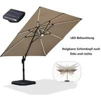 PURPLE LEAF Vierkant Parasol met LED-Verlichting – Kantelbare en Draaibare Tuinparasol – met Slinger – Aluminium Frame – 360° Draaibaar