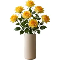 Mica Decorations Kunstbloemen Roos Amore - 8x - 66 cm - geel - zijdebloemen - boeket - rozen