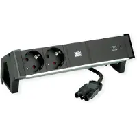 Bachmann DESK2 ALU zwart, 2x beschermkapjes, USB-C poort, USB-oplader 60W, 0,2 meter, GST18