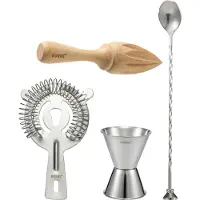 Dorre Bobbee baraccessoires Roestvrij staal, hout, 4 delen