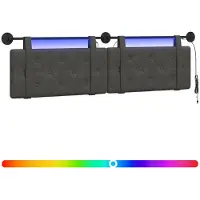vidaXL Hangend hoofdbord Zwart Antiek PU