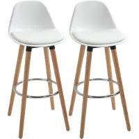 HOMCOM barkruk - kunstleer - beukenhout - 38,5B x 42,5L x 91H cm - wit