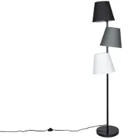 Invicta Vloerlamp LEVELS 163 cm 3 linnen kappen zwart grijs wit - 39674