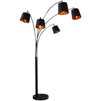 Invicta Vloerlamp LEVELS 202cm 5 linnen kappen zwart goud - 40036