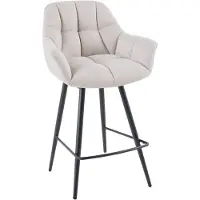 Invicta Barstoel PAPILLON 106 cm, 180° draaibaar, plat geweven stof, champagnebeige - 43882