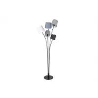 Invicta Vloerlamp LEVELS 176 cm 5 linnen lampenkappen zwart grijs wit - 40745