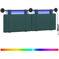 vidaXL Hangend hoofdbord Met LED-verlichting Donkergroen Stof