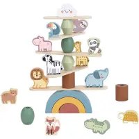 Tooky Toy Balans- en Stapelspeelgoed - FSC Hout - Dieren - 29-Delig - Geschikt voor 1+ Jaar (Dreumes) - Stapeltoren - Stapelblokken - Balans Blokken - Educatief & Montessori Speelgoed