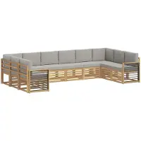 vidaXL Buiten bank set 10 st Wit en Lichtgrijs Polyester