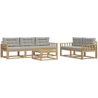 vidaXL Buiten bank set 6 st Wit en Lichtgrijs