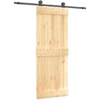 vidaXL Schuifdeur Naturel en Zwart 80 x 210 cm Massief Pine Hout