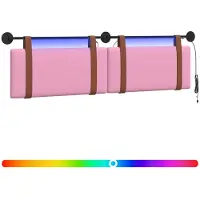 vidaXL Hangend hoofdbord Met LED-verlichting Roze Antiek PU