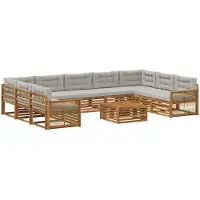 vidaXL Buiten bank set 10 st Naturel en lichtgrijs Massief Acacia Hout