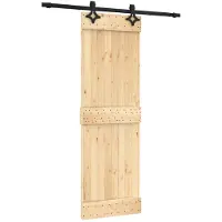 vidaXL Schuifdeur Naturel en Zwart 70 x 210 cm Massief Pine Hout