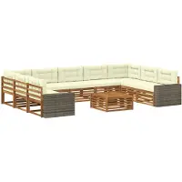 vidaXL Buiten bank set 10 st Natuurlijk en Crème Massief Acacia Hout