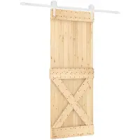 vidaXL Schuifdeur Natuurlijk en Wit 80 x 210 cm Massief Pine Hout