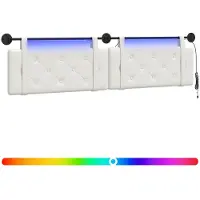 vidaXL Hangend hoofdbord Met LED-verlichting Wit Kunstleer
