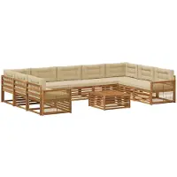 vidaXL Buiten bank set 10 st Natuurlijk en Beige Massief Acacia Hout