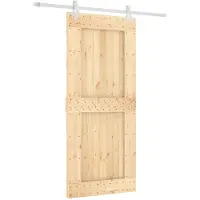 vidaXL Schuifdeur Natuurlijk en Wit 90 x 210 cm Massief Pine Hout