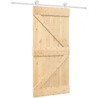 vidaXL Schuifdeur 95 x 210 cm Massief Pine Hout (Onbehandeld)