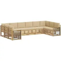 vidaXL Buiten bank set 10 st Wit en Beige Polyester