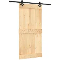 vidaXL Schuifdeur 100 x 210 cm Massief Pine Hout (Onbehandeld)