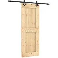vidaXL Schuifdeur Naturel en Zwart 80 x 210 cm Massief Pine Hout