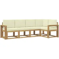 vidaXL Buiten bank set 5 st Wit en crèmekleurig
