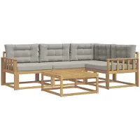 vidaXL Buiten bank set 5 st Wit en Lichtgrijs Polyester